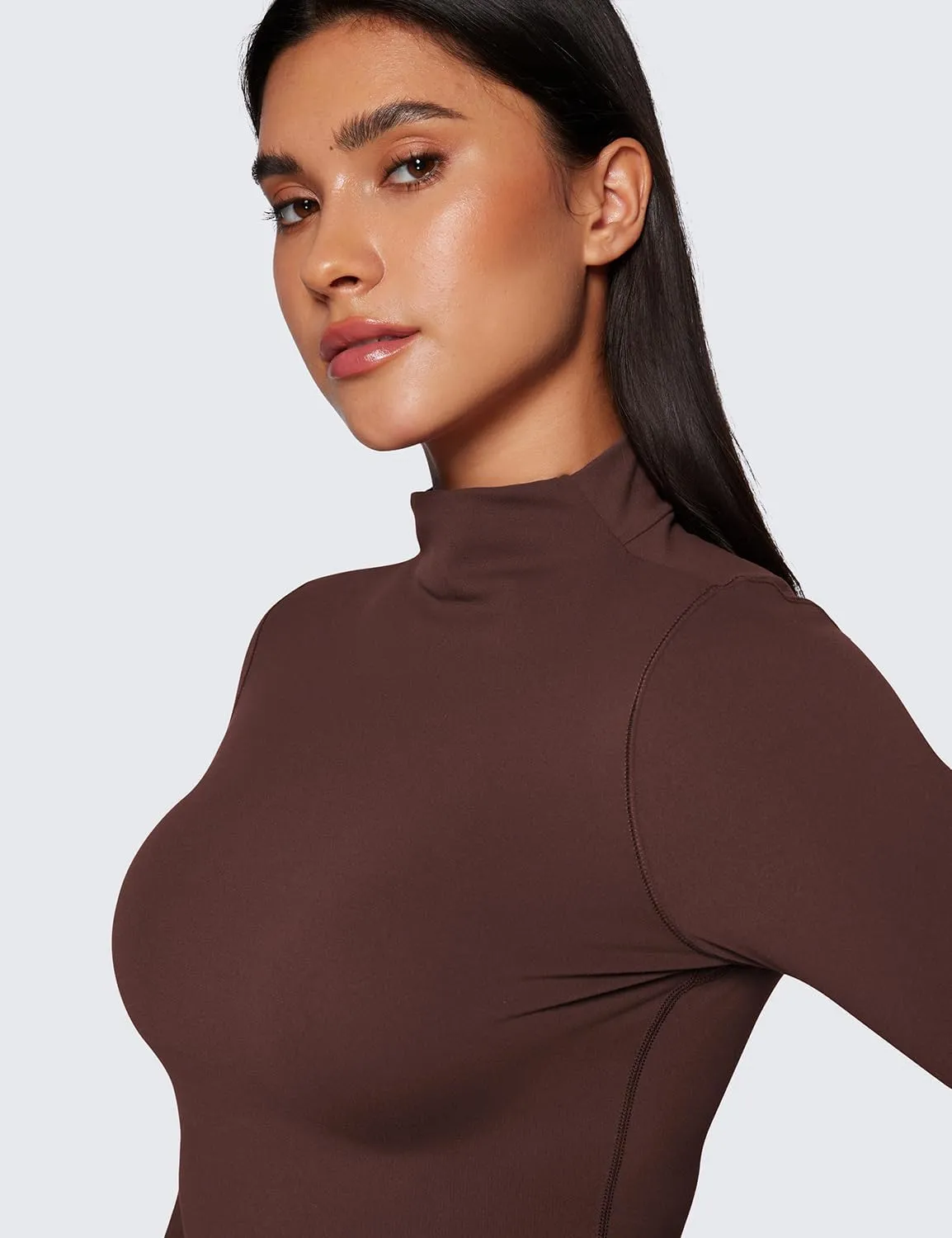 CRZ YOGA Womens Butterluxe Mock Turtleneck Long Sleeves Crop Tops Slim Fit Workout Casual T-Shirt Base Layer Fall Shirts