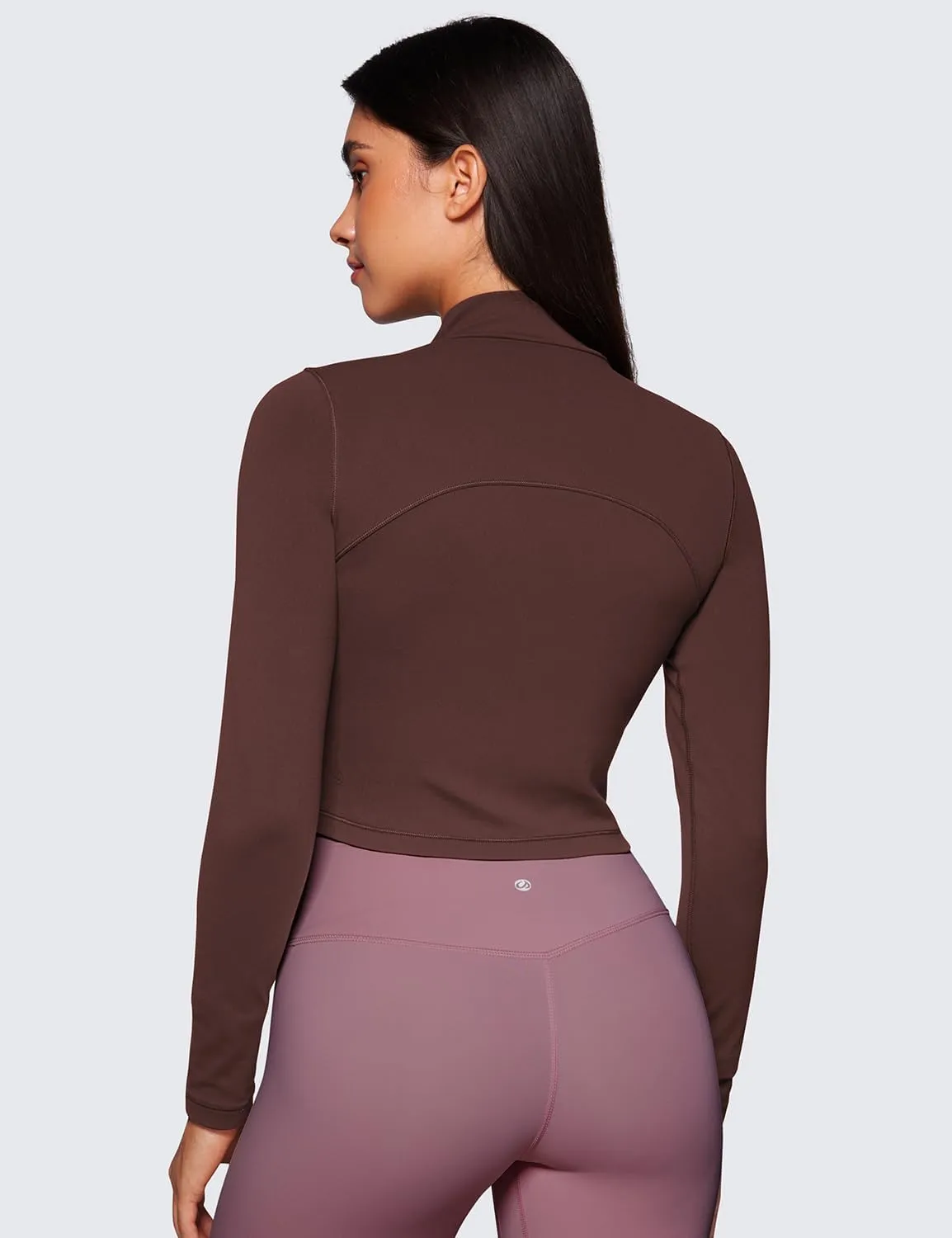 CRZ YOGA Womens Butterluxe Mock Turtleneck Long Sleeves Crop Tops Slim Fit Workout Casual T-Shirt Base Layer Fall Shirts