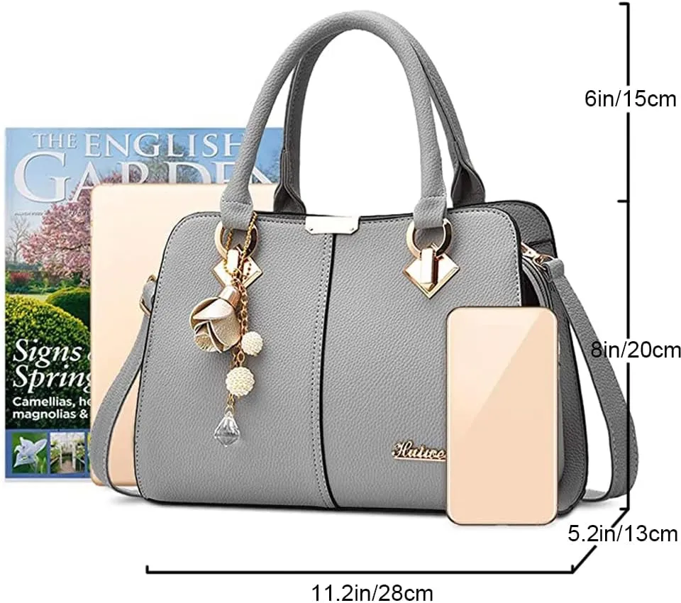 Dayfine Women Handbag Satchel Bag Top Handle Bag Faux Leather Tote Purse Shoulder Bag Briefcase Minimalist Lady