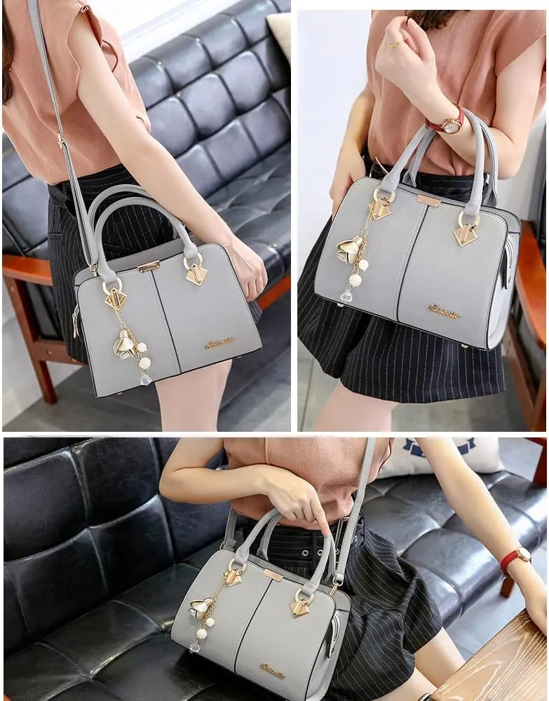 Dayfine Women Handbag Satchel Bag Top Handle Bag Faux Leather Tote Purse Shoulder Bag Briefcase Minimalist Lady