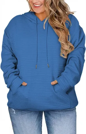 DOLNINE Plus Size Hoodies for Women Casual Long Sleeve Sweatshirts Drawstring Pullover Tops with Pocket