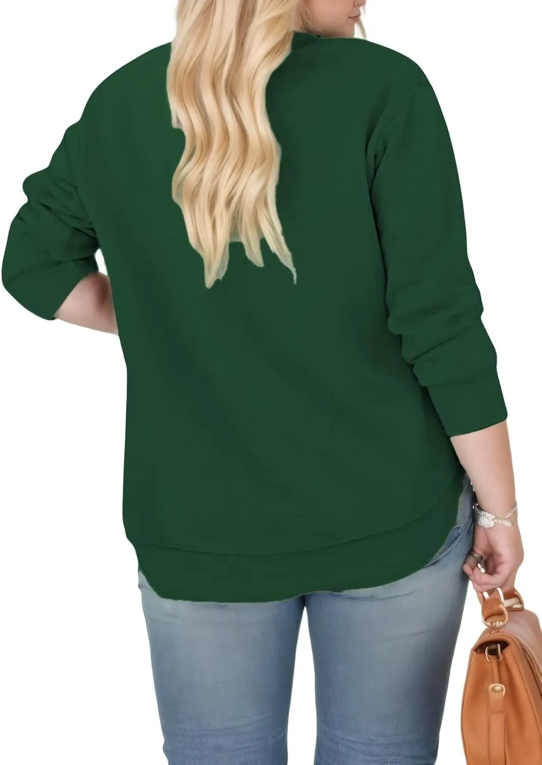 DOLNINE Plus-Size-Sweatshirts for Women Casual Crewneck Shirts Long Sleeve Side Split Tunic Tops Loose Fit Pullover