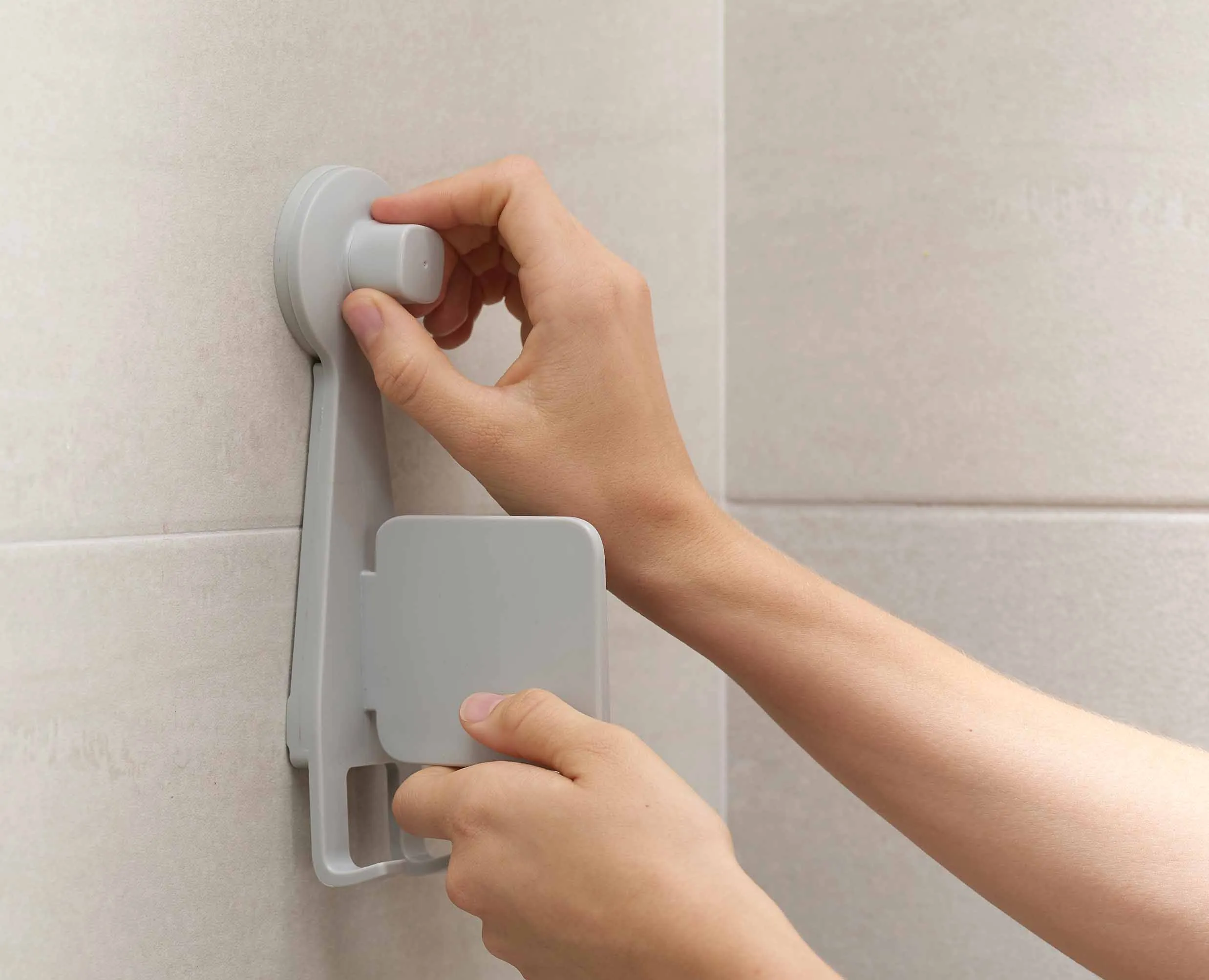 EasyStore™ White Shower Shelf with Adjustable Mirror