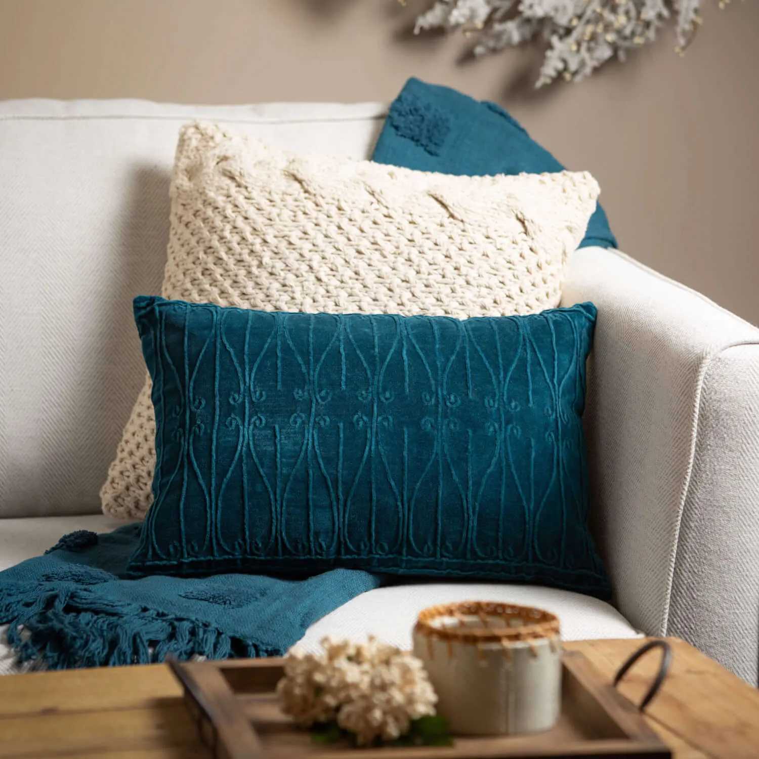 Ecru Cable Knit Pillow