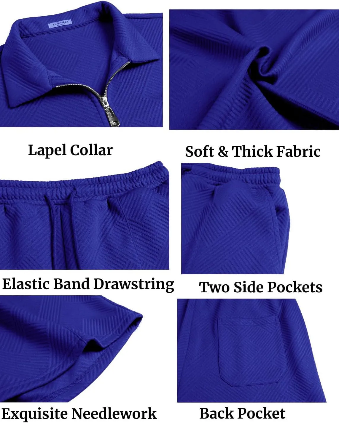 EISHOPEER Men's Polo Shirt and Shorts Set Fashion Zipper 2 Pieces Outfits