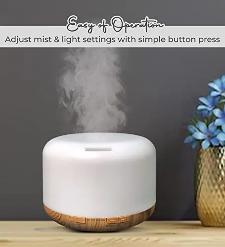 EKAM 400ml 7 Mood Changing LED Light Cool Mist Humidifier Aroma Diffuser Ideal for Home Office Bedroom Gym Shop Wardrobe, 6Hr Continuous Runtime, Auto Shut Off, One Year Warranty