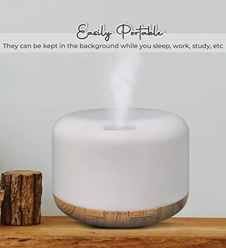 EKAM 400ml 7 Mood Changing LED Light Cool Mist Humidifier Aroma Diffuser Ideal for Home Office Bedroom Gym Shop Wardrobe, 6Hr Continuous Runtime, Auto Shut Off, One Year Warranty