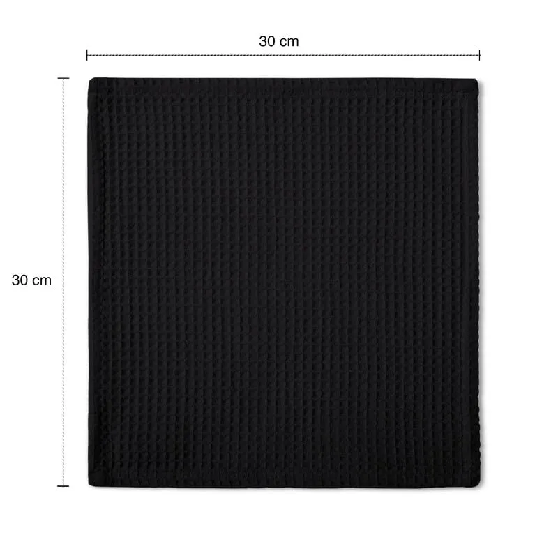 Encasa Dish Towels Cotton 30x30 cm Highly Absorbent and Quick-Drying, Use Once and Wash for Hassle-Free Cleaning, Ultra-Soft Multipurpose Kitchen Dish Cloths | Pack of 12 | Black