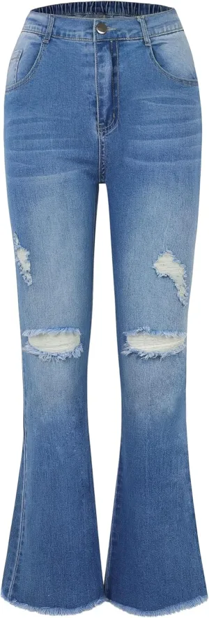 EXARUS Girls Jeans Wide Leg/Flare/Skinny Denim Pants Ripped Baggy High Waisted with Pockets Teen Casual Kids 6-14Y