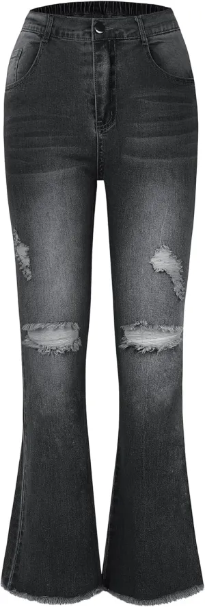 EXARUS Girls Jeans Wide Leg/Flare/Skinny Denim Pants Ripped Baggy High Waisted with Pockets Teen Casual Kids 6-14Y