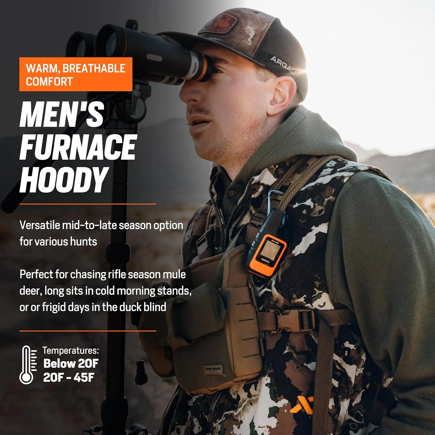 First Lite Mens Furnace Hoody - Merino Wool Camo Hunting Fleece Pullover, Heavyweight Base Layer Hunting Gear For Men