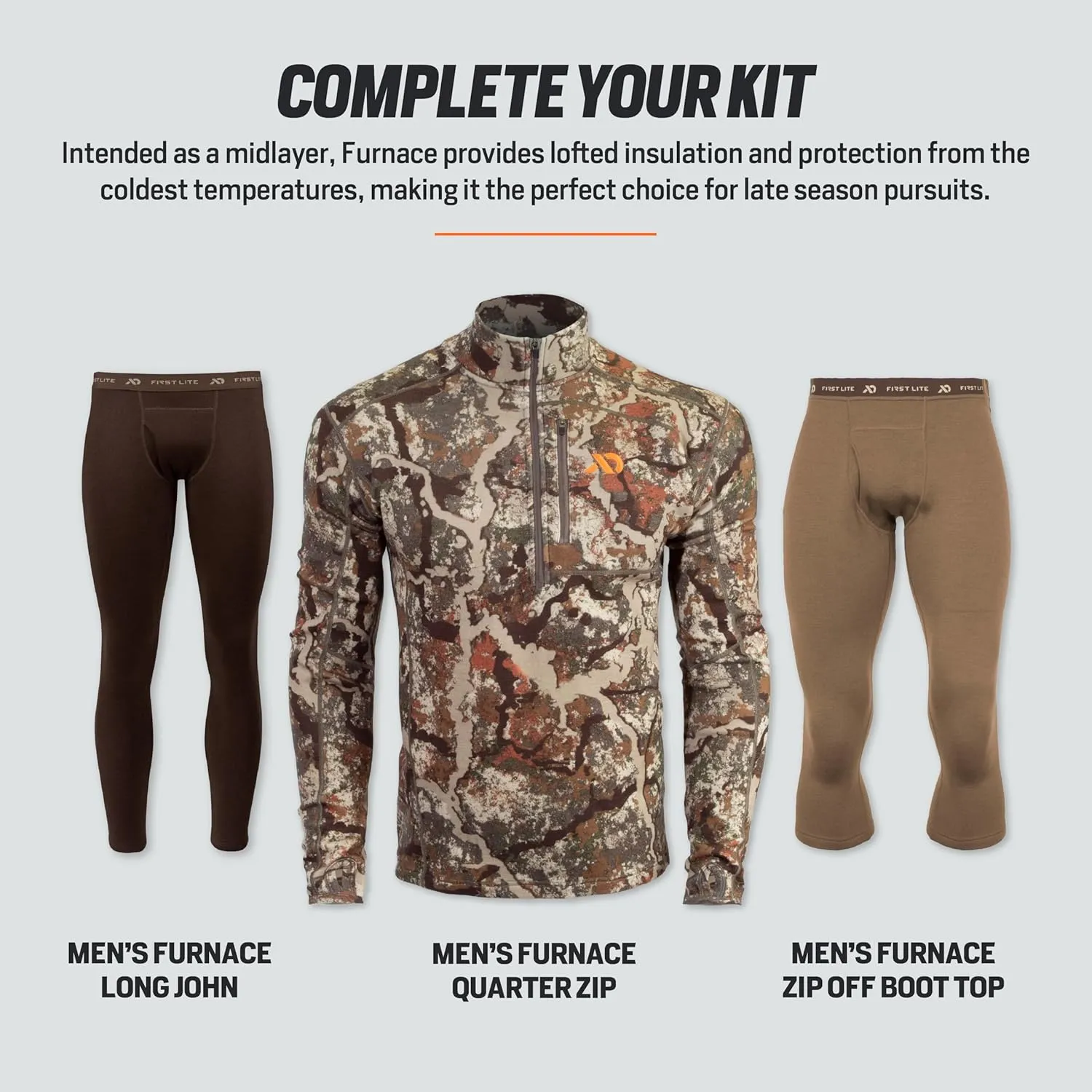 First Lite Mens Furnace Hoody - Merino Wool Camo Hunting Fleece Pullover, Heavyweight Base Layer Hunting Gear For Men