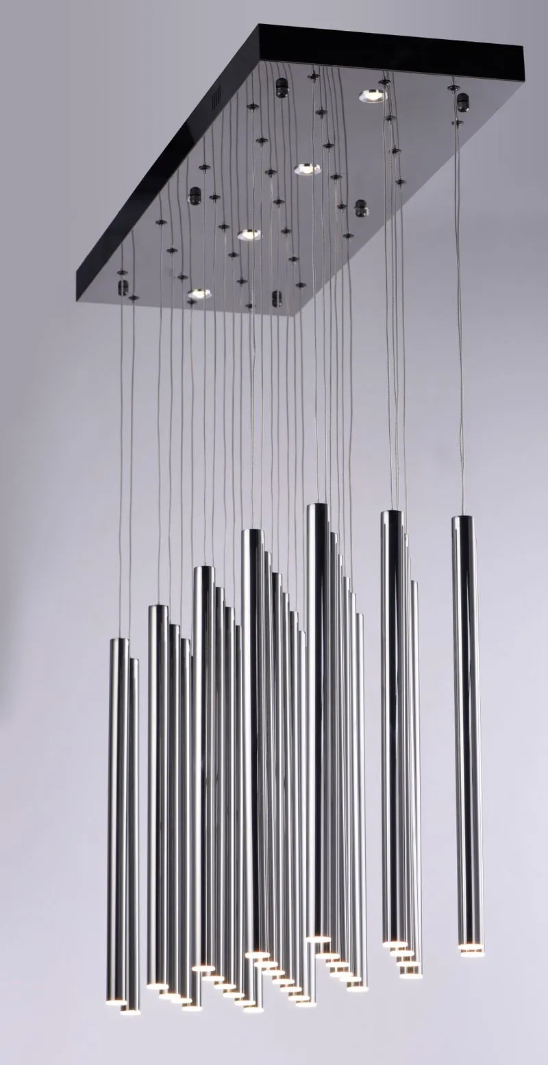 Flute 11.75" 35 Light Multi-Light Pendant in Black Chrome