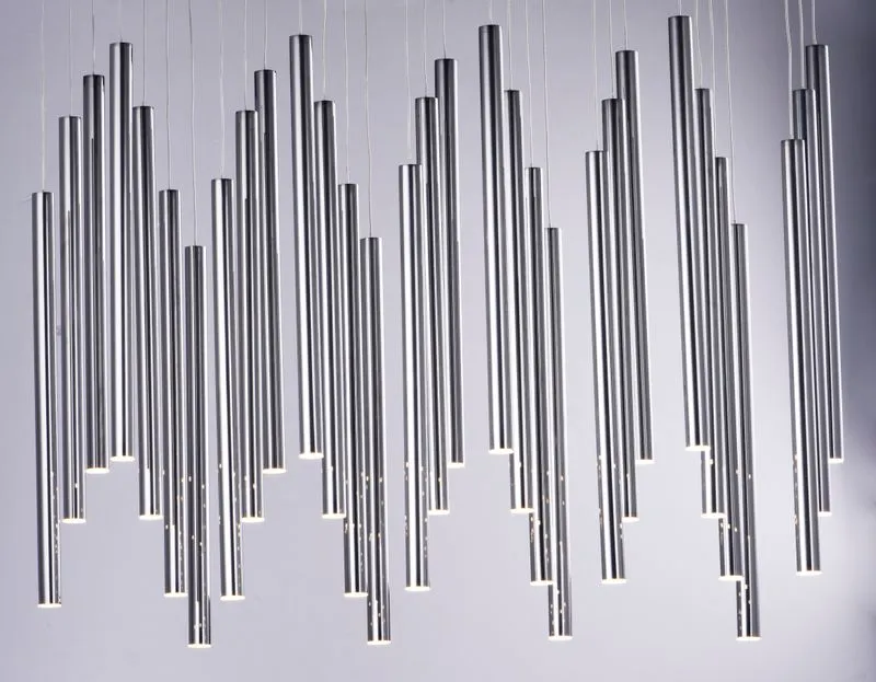 Flute 11.75" 35 Light Multi-Light Pendant in Black Chrome