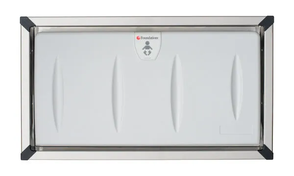 FOUNDATIONS® Model 5240259 Recess-Mounted, Horizontal-Folding Baby Changing Station with Stainless Steel Flange
