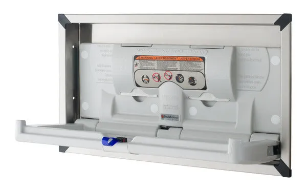 FOUNDATIONS® Model 5240259 Recess-Mounted, Horizontal-Folding Baby Changing Station with Stainless Steel Flange