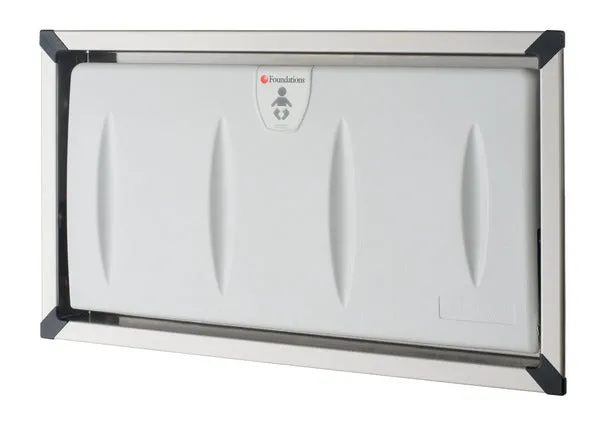 FOUNDATIONS® Model 5240259 Recess-Mounted, Horizontal-Folding Baby Changing Station with Stainless Steel Flange