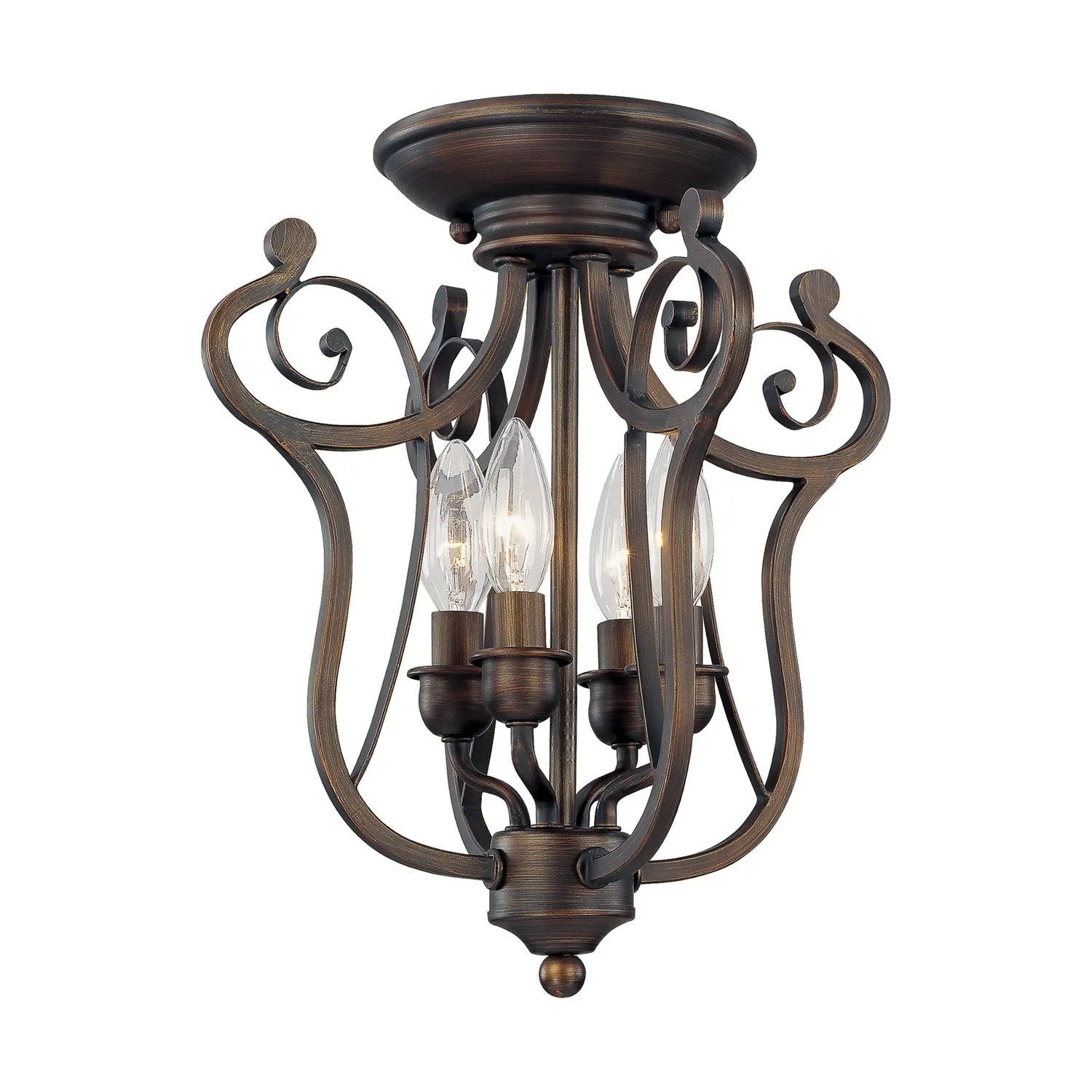 Four Light Semi-Flush Mount from the Chateau Collection in Rubbed Bronze Finish by Millennium