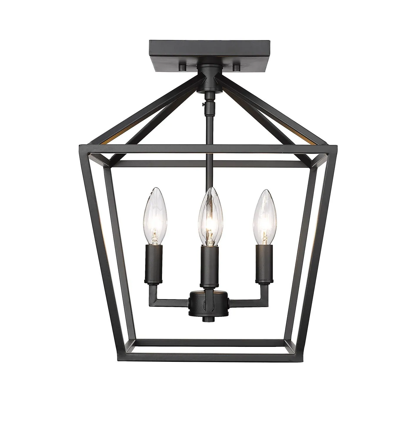 Four Light Semi Flush Mount in Matte Black Finish by Millennium