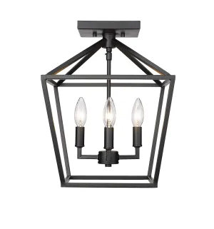 Four Light Semi Flush Mount in Matte Black Finish by Millennium