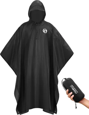 Foxelli Rain Poncho for Adults  Extra Long Reusable Waterproof Raincoat with Hood, Lightweight for Hiking, Camping, Outdoors