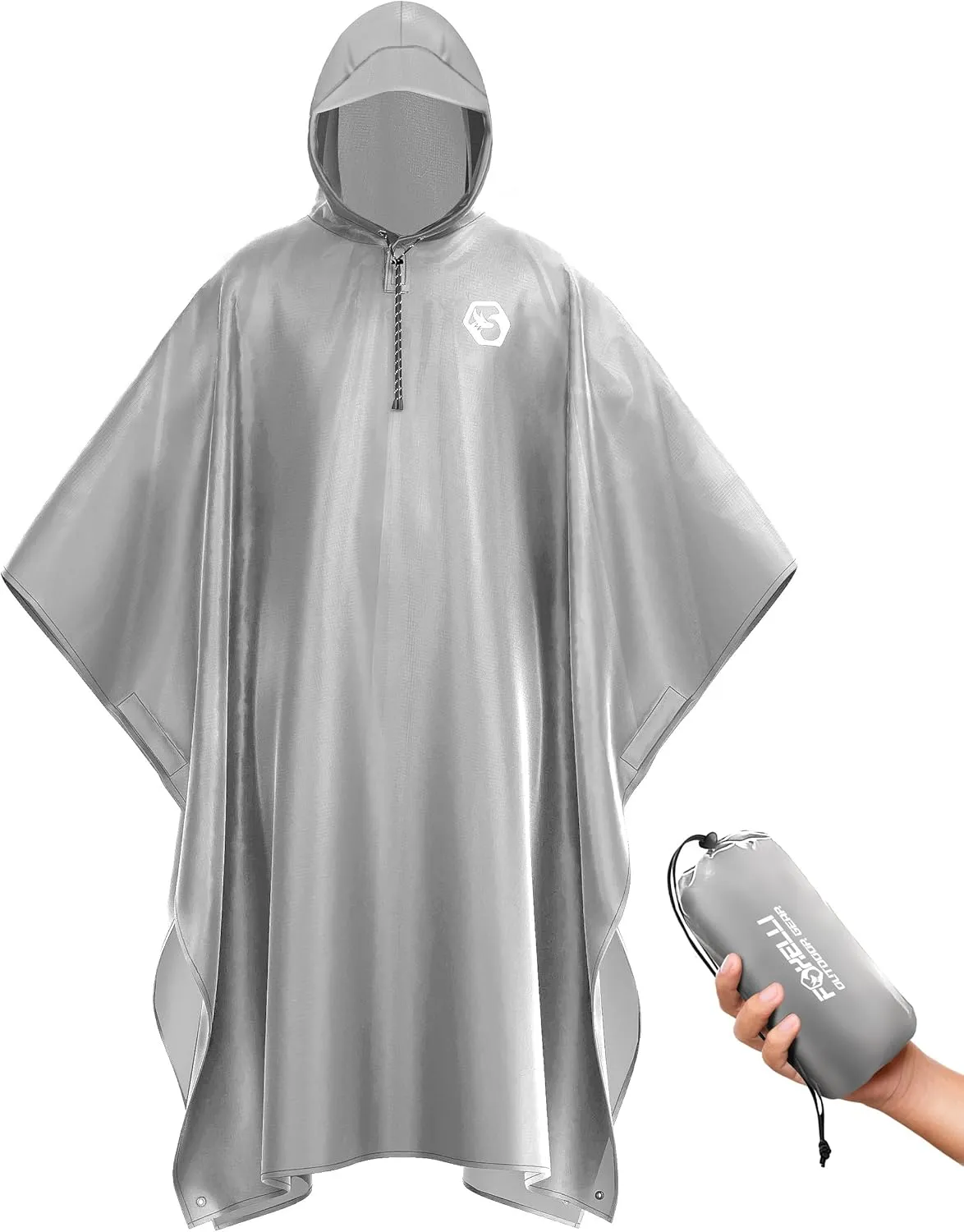 Foxelli Rain Poncho for Adults  Extra Long Reusable Waterproof Raincoat with Hood, Lightweight for Hiking, Camping, Outdoors