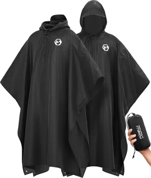 Foxelli Rain Poncho for Adults  Extra Long Reusable Waterproof Raincoat with Hood, Lightweight for Hiking, Camping, Outdoors