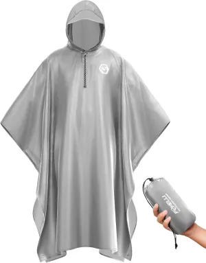Foxelli Rain Poncho for Adults  Extra Long Reusable Waterproof Raincoat with Hood, Lightweight for Hiking, Camping, Outdoors