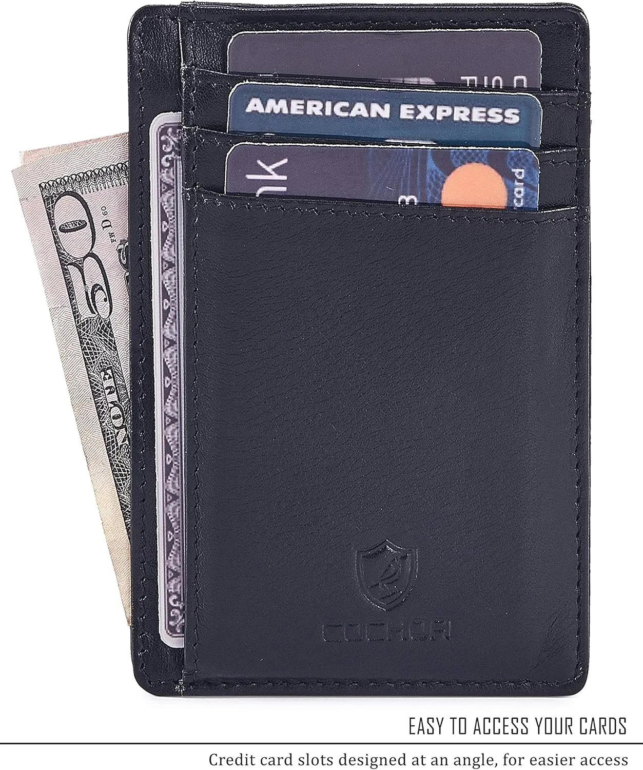 Front Pocket Wallet for Men Women Slim Minimalist Real Leather RFID Blocking Credit Card Holder
