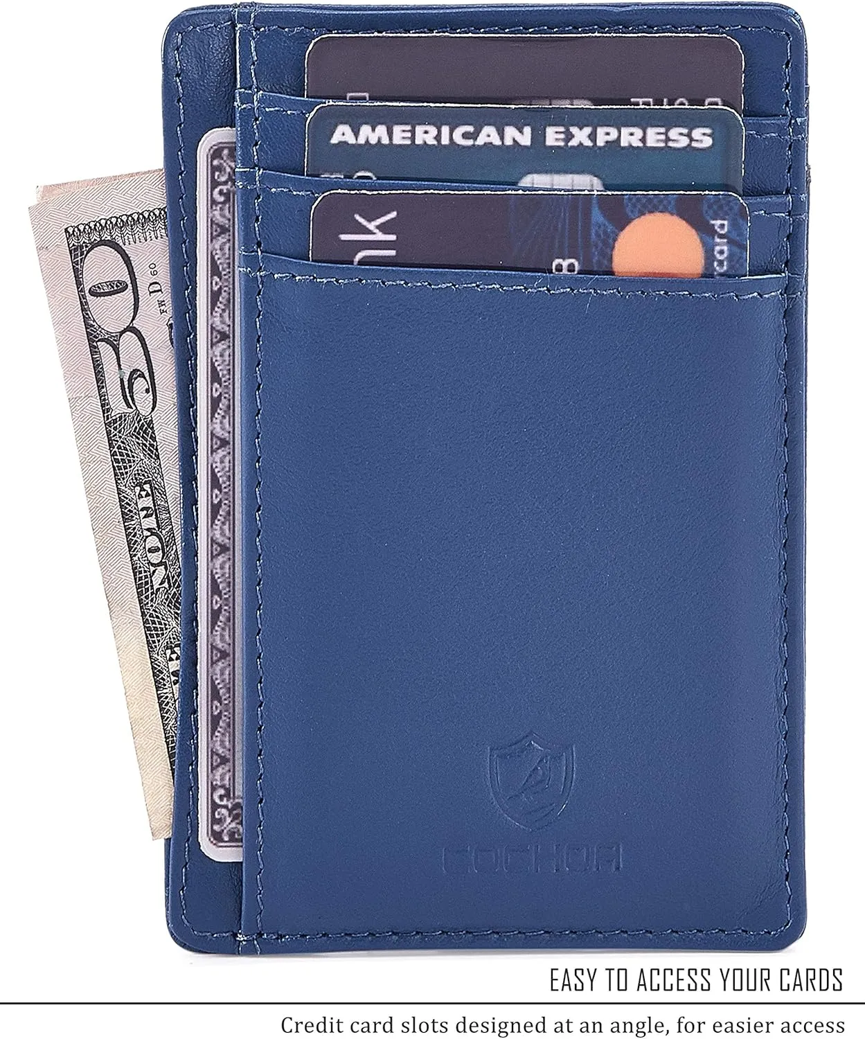 Front Pocket Wallet for Men Women Slim Minimalist Real Leather RFID Blocking Credit Card Holder