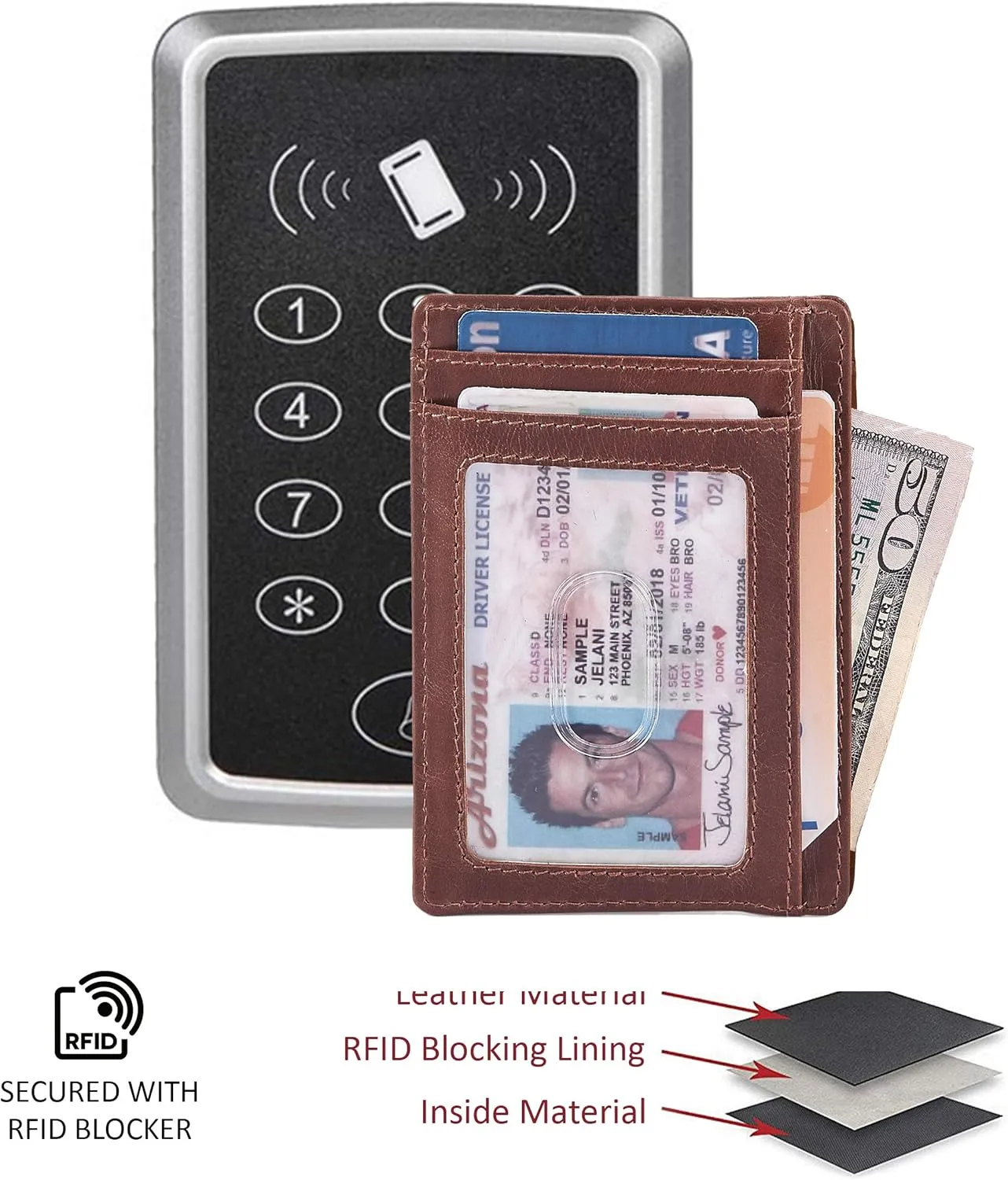 Front Pocket Wallet for Men Women Slim Minimalist Real Leather RFID Blocking Credit Card Holder