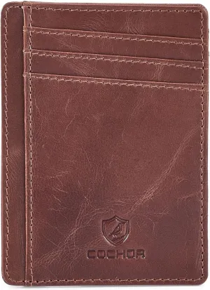 Front Pocket Wallet for Men Women Slim Minimalist Real Leather RFID Blocking Credit Card Holder