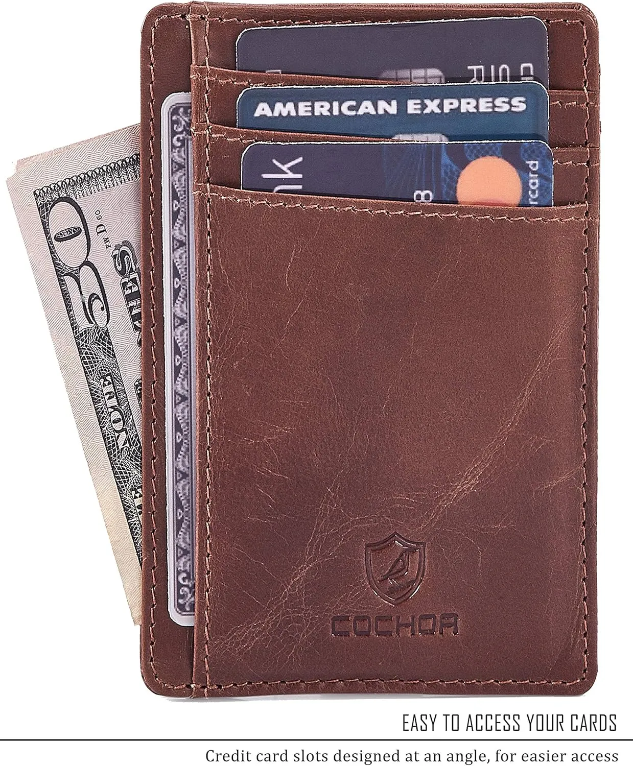 Front Pocket Wallet for Men Women Slim Minimalist Real Leather RFID Blocking Credit Card Holder