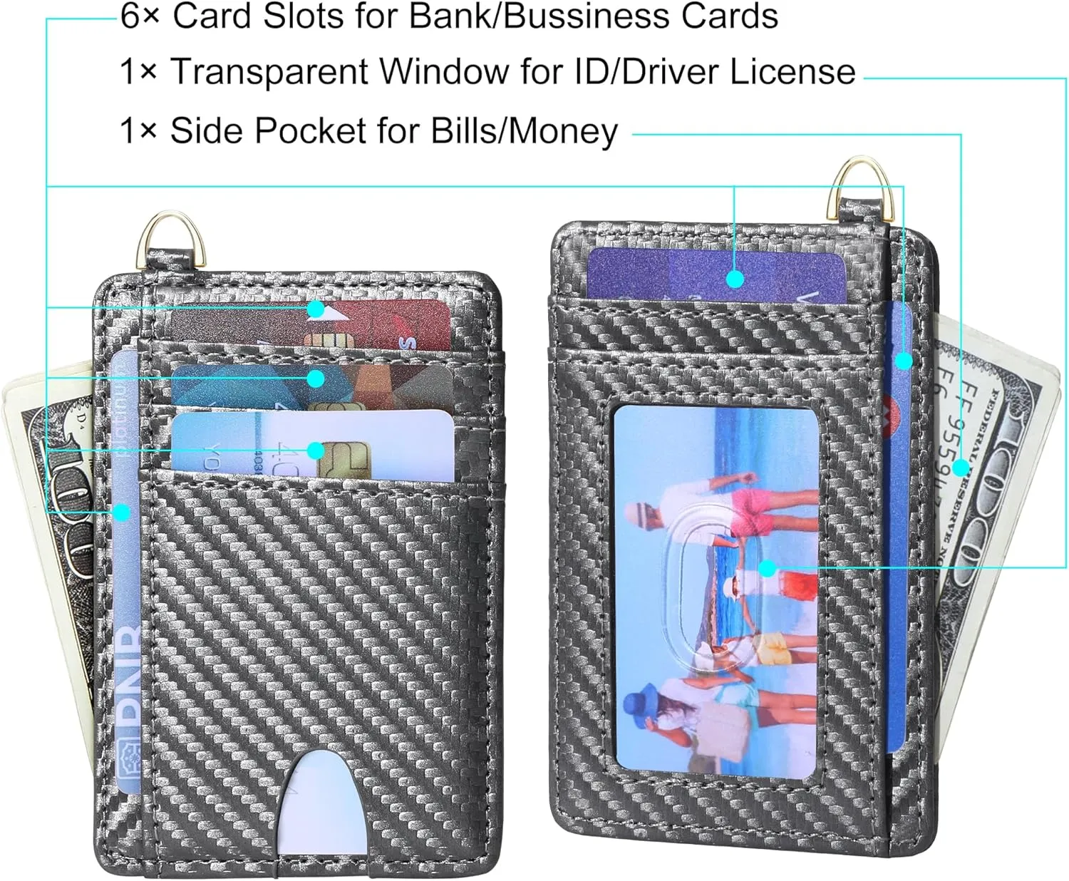 GEEAD Slim Minimalist Front Pocket RFID Blocking Card Holder Wallets for Men & Women