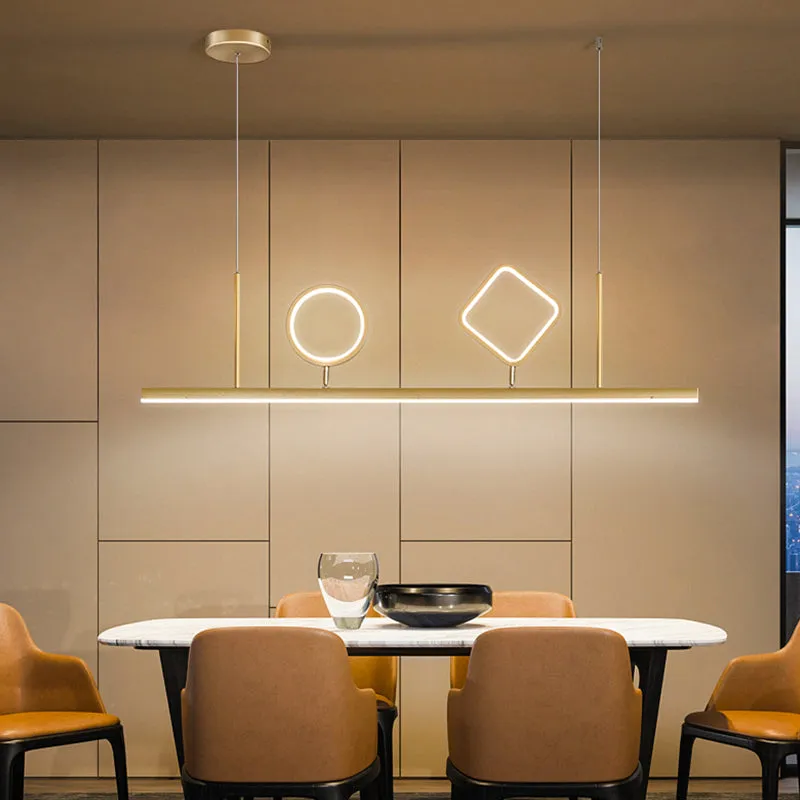 Geometric Island Pendant LED Ceiling Fixture in Gold with Warm/White Light - Minimalist Design