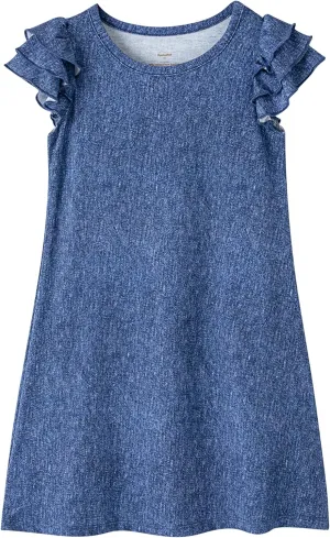 Girl's Casual Dress Toddlers Girl Summer Dresses Ruffle Short Sleeve Playwear Outfit Kids Scoop Neck Sundress