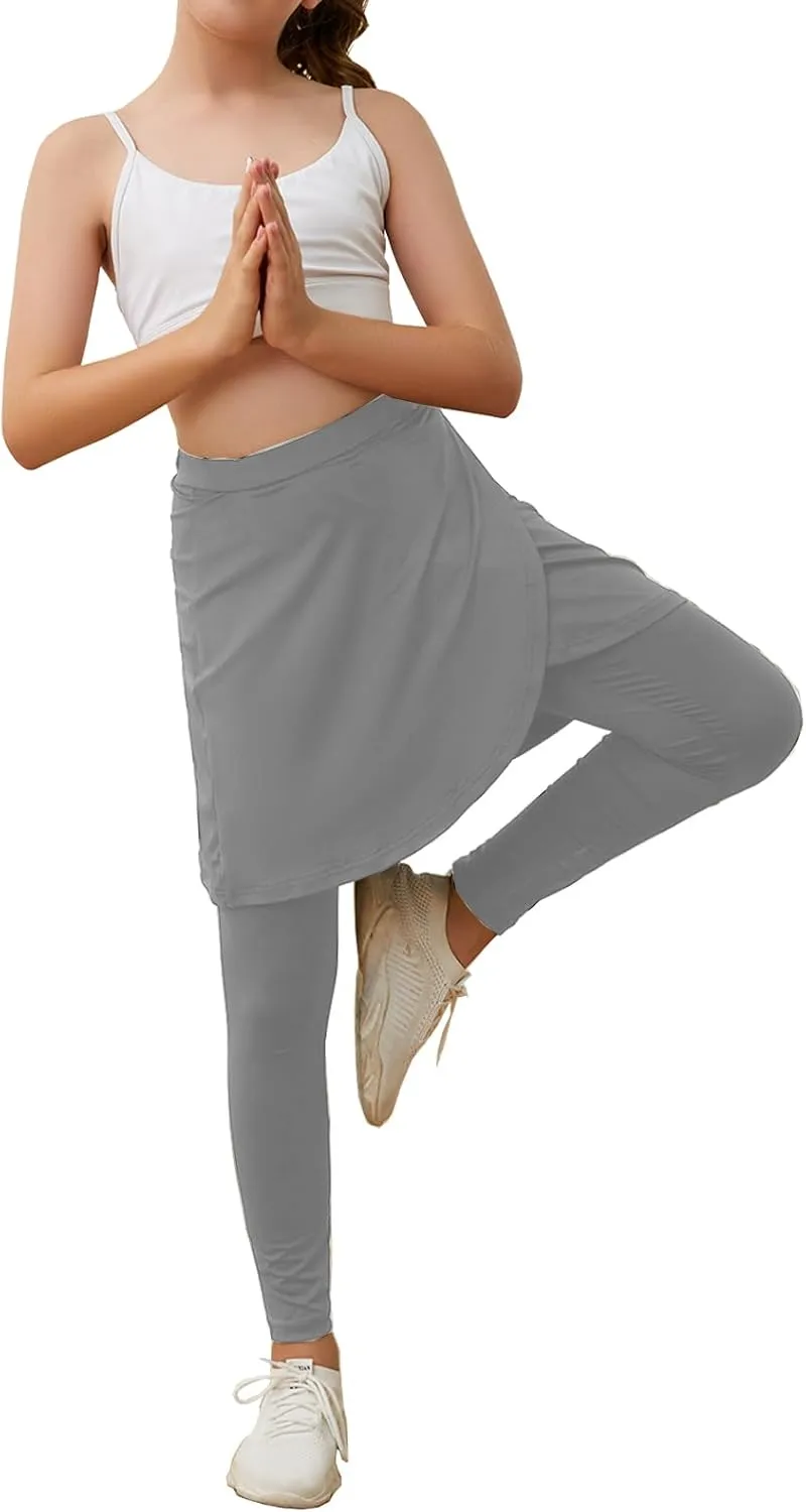 Girls High Elastic Waist Skirts Pants Kids Cute Active Golf Tennis Skorts Leggings