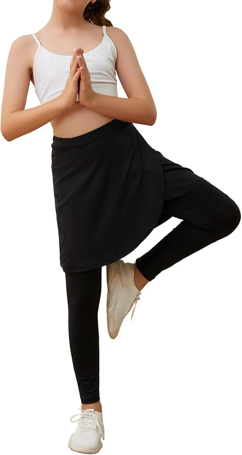 Girls High Elastic Waist Skirts Pants Kids Cute Active Golf Tennis Skorts Leggings