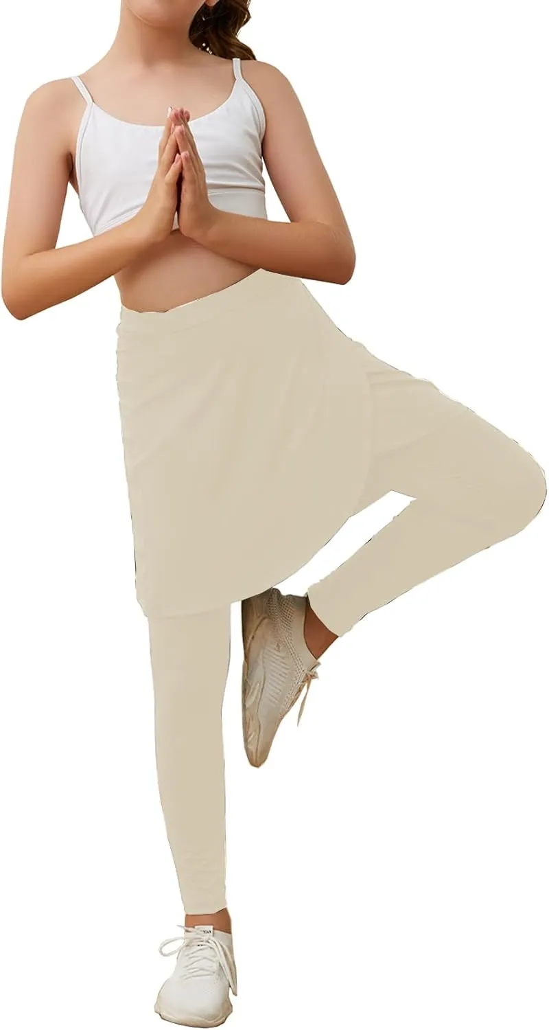 Girls High Elastic Waist Skirts Pants Kids Cute Active Golf Tennis Skorts Leggings