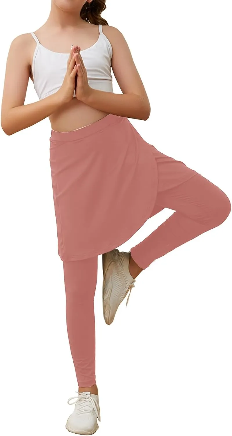 Girls High Elastic Waist Skirts Pants Kids Cute Active Golf Tennis Skorts Leggings