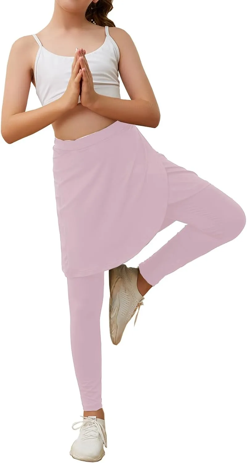 Girls High Elastic Waist Skirts Pants Kids Cute Active Golf Tennis Skorts Leggings