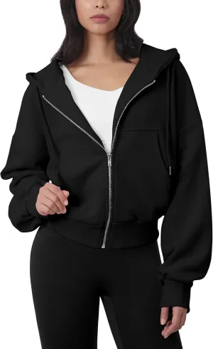 GIVON Oversized Cropped Hoodies for Women Loose Fit Crop Sweatshirts Jackets Fall Outfits Winter Clothes