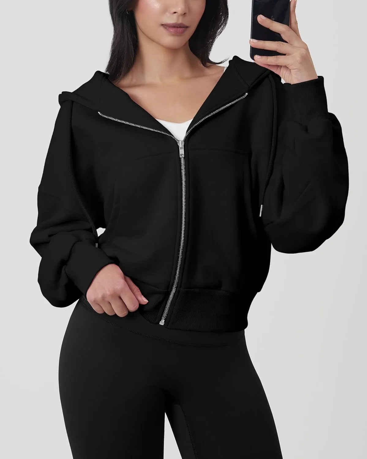 GIVON Oversized Cropped Hoodies for Women Loose Fit Crop Sweatshirts Jackets Fall Outfits Winter Clothes