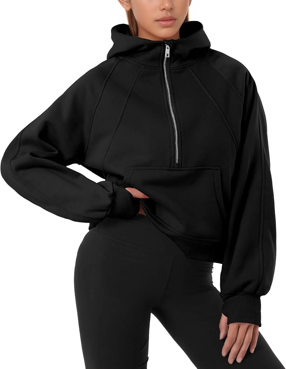 GIVON Oversized Cropped Hoodies for Women Loose Fit Crop Sweatshirts Jackets Fall Outfits Winter Clothes