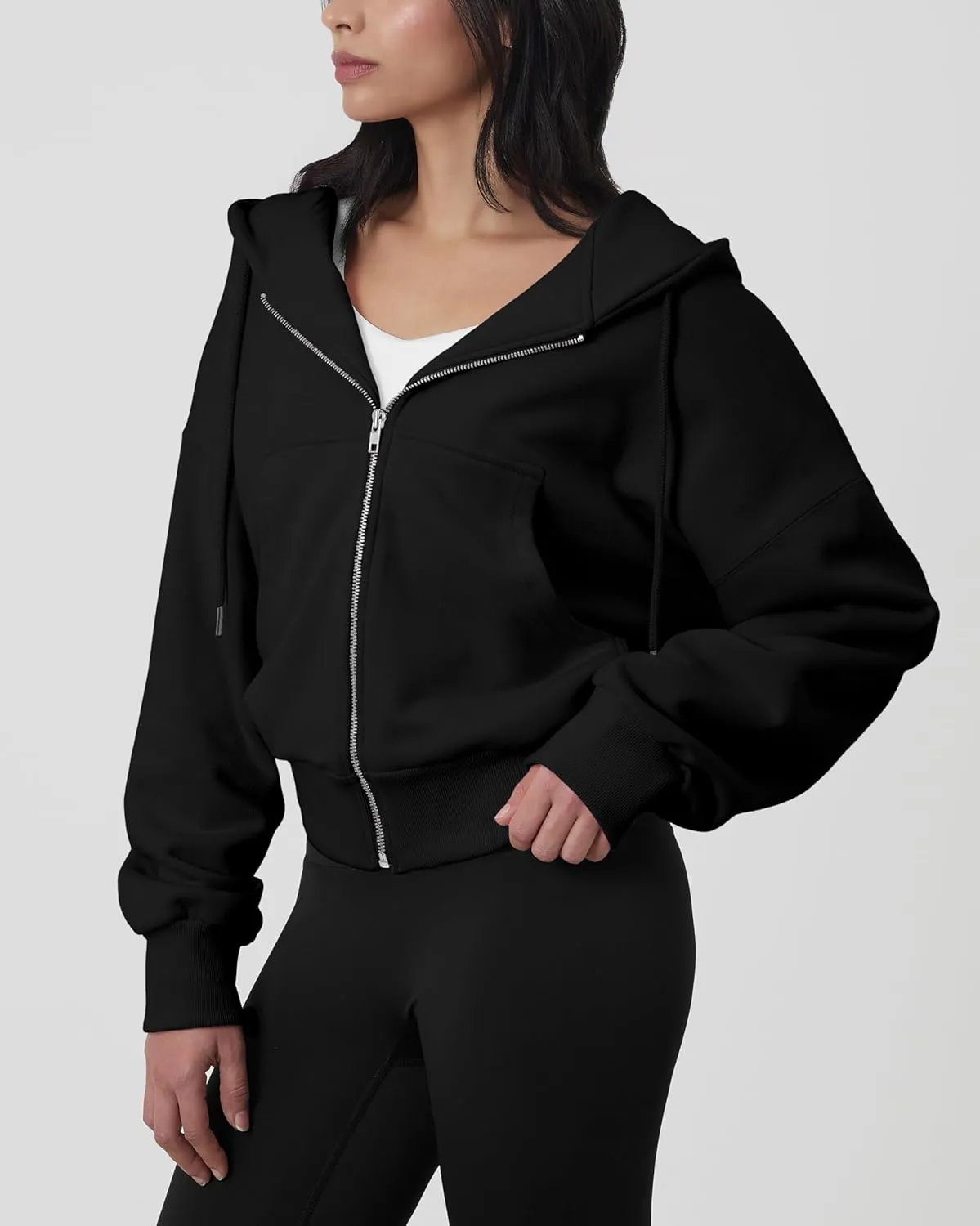 GIVON Oversized Cropped Hoodies for Women Loose Fit Crop Sweatshirts Jackets Fall Outfits Winter Clothes