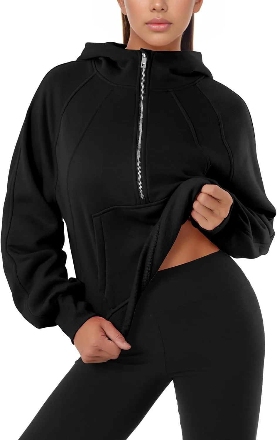 GIVON Oversized Cropped Hoodies for Women Loose Fit Crop Sweatshirts Jackets Fall Outfits Winter Clothes