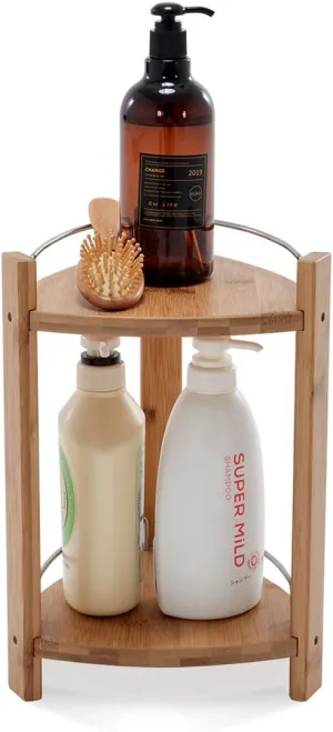 GOBAM Bamboo Shower Corner Caddy Medium Office