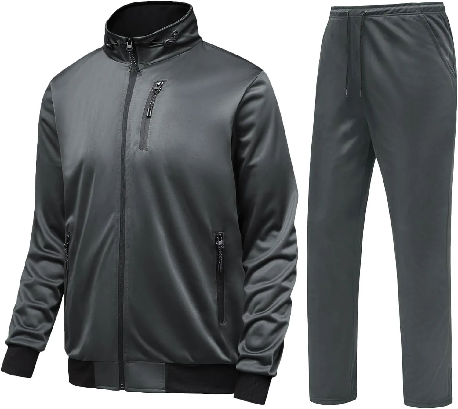 GYMELITE Men's Athletic Full Zip Tracksuit Set Fashion Workout Sweatsuit Track Long Sleeve Jackets and Pants 2 Piece Outfit