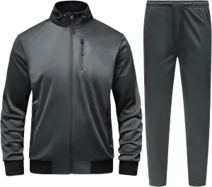 GYMELITE Men's Athletic Full Zip Tracksuit Set Fashion Workout Sweatsuit Track Long Sleeve Jackets and Pants 2 Piece Outfit
