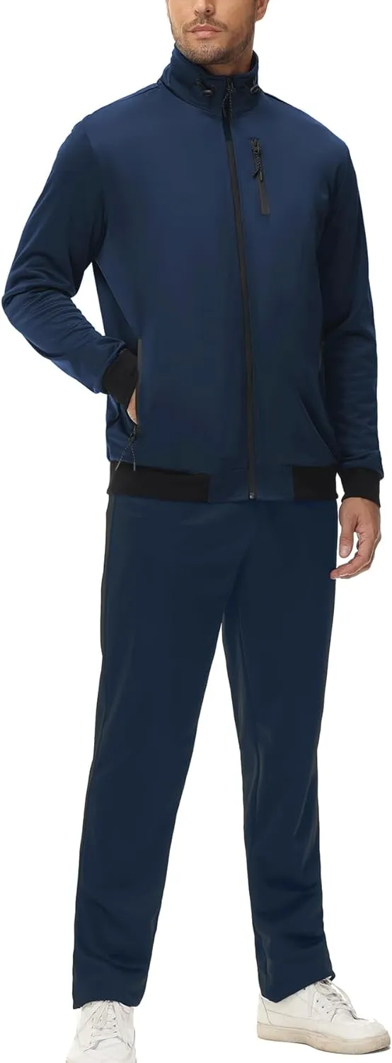 GYMELITE Men's Athletic Full Zip Tracksuit Set Fashion Workout Sweatsuit Track Long Sleeve Jackets and Pants 2 Piece Outfit